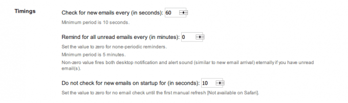Gmail™ Notifier オプション画面1